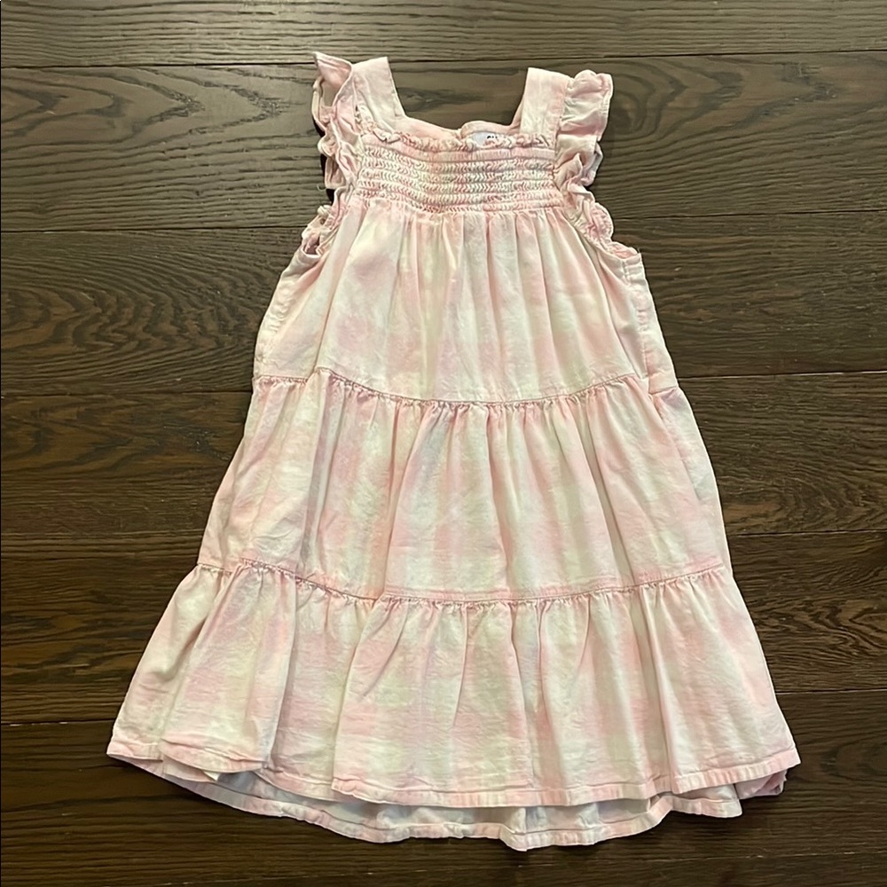 Pink gingham Ruffled Sleeveless Dress
